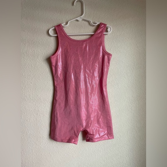 Luose Pink Shiny Sleeveless Leotard size S 6/7 - Picture 1 of 4